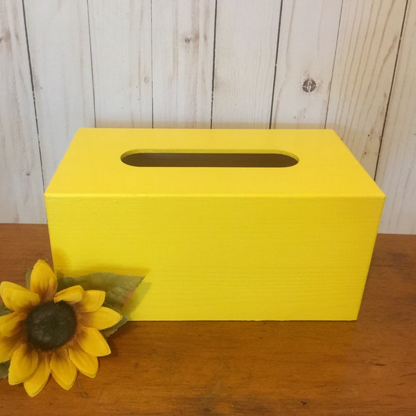 Wooden Tissue Box in Sunny Yellow ~ Rectangular Tissue Box Holder ~ Cottage ~ bedroom ~ dorm room~bathroom ~ Yellow Wooden Box ~ Yellow