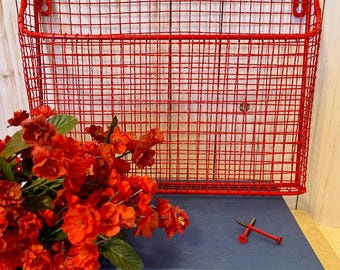 Metall Wandkorb in Glanz Rot ~ Ordner Organizer ~ Post Organizer ~ Briefkasten ~ Metall Aufbewahrungskorb ~ Büro Organizer ~Küche