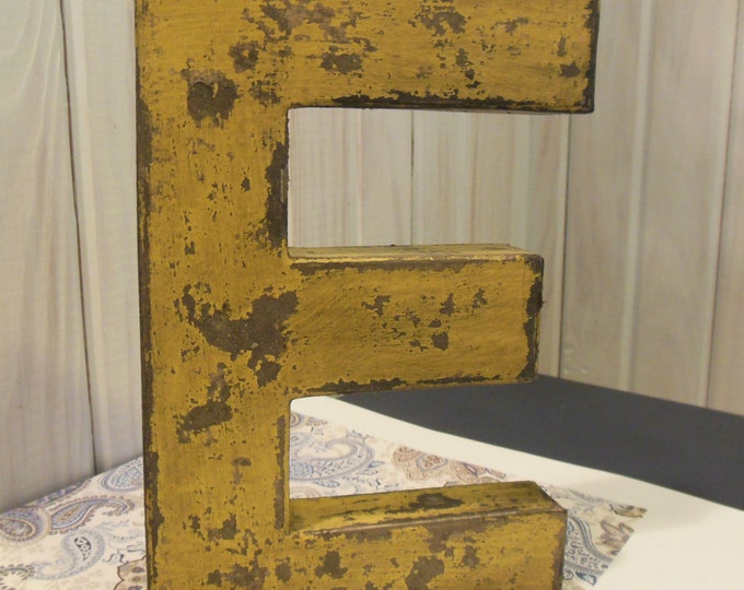 Primitive Letter Paper Mache Letter E Mustard Yellow and Etsy