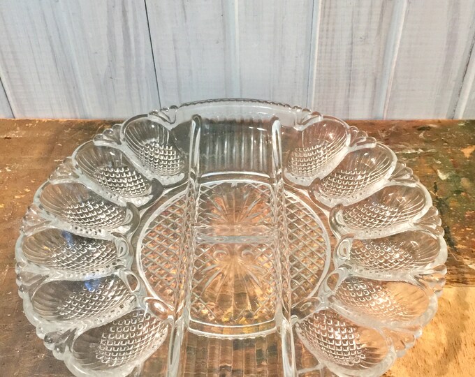 Vintage Deviled Egg Tray Glass Deviled Egg Tray Relish Tray Glass