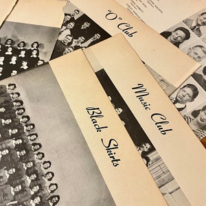 Páginas del anuario de la escuela secundaria vintage - Scrapbooking - Diario vintage - 18 páginas - Páginas del anuario de 1944 - Efímera - Libros antiguos - Papel antiguo
