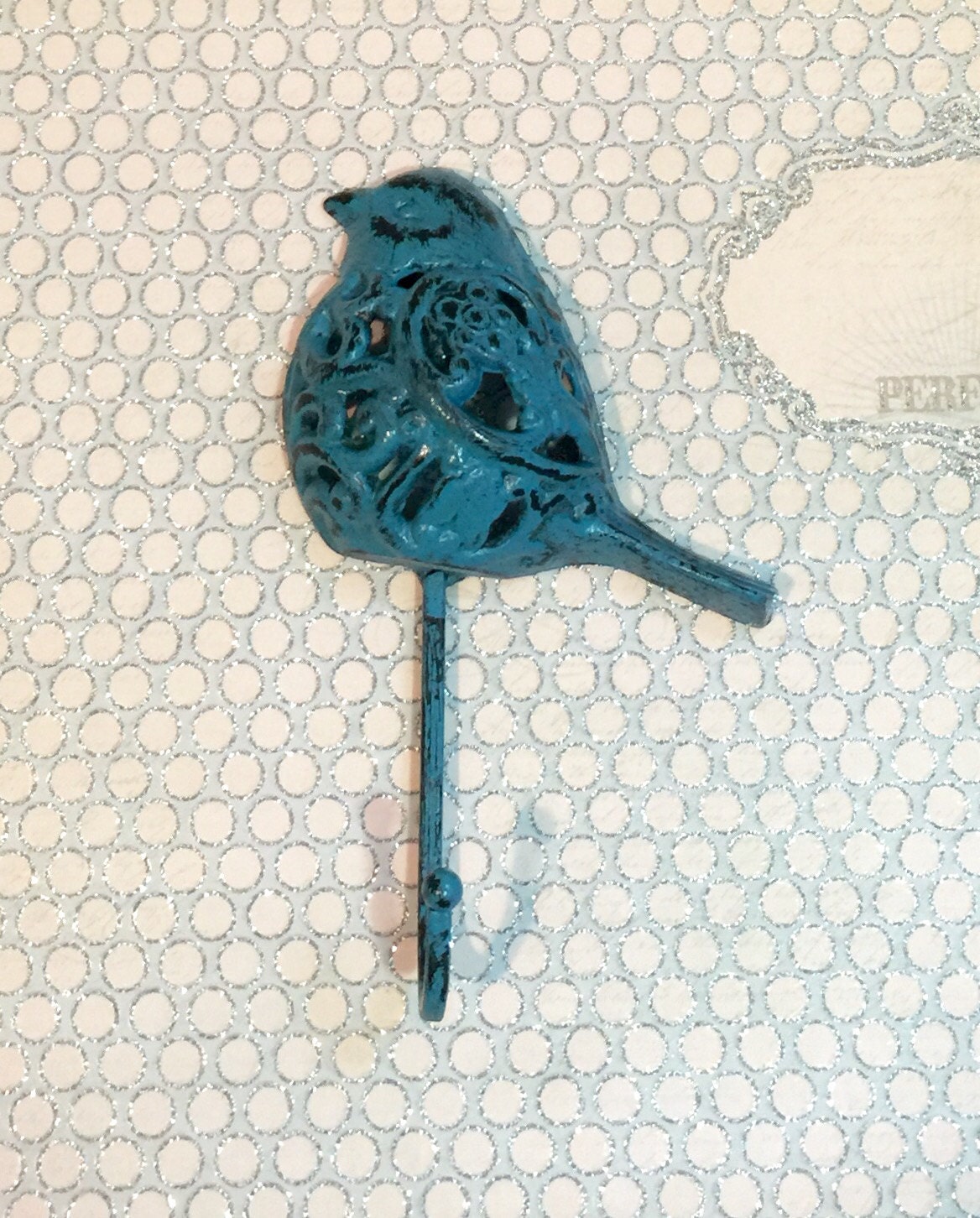 Cast Iron Wall Hanger in Distressed Turquoise Wall Mount Etsy