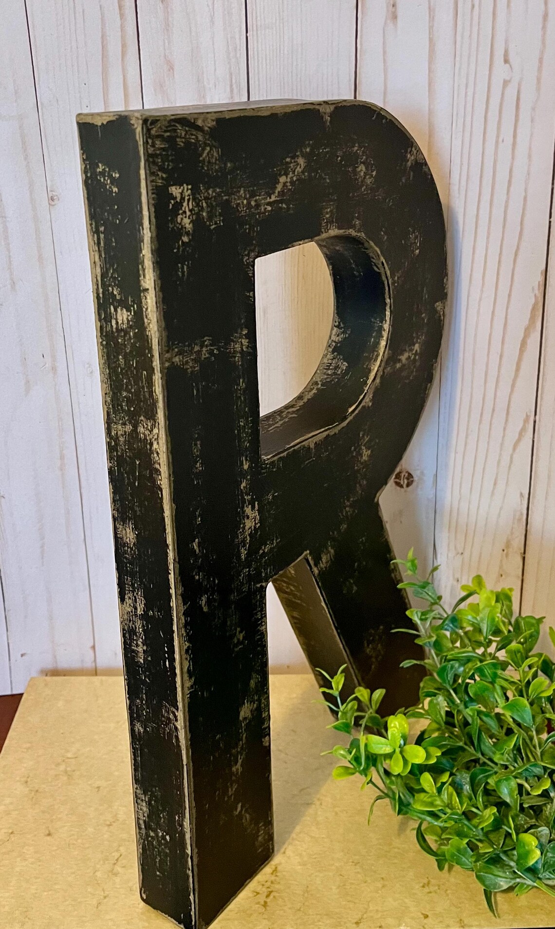 16 Inch Letter R in Soft Black ~ Distressed Letter R ~ Large Letter R ...