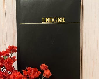 Vintage Ledger in Black ~ Vintage Bookkeeping ~ Vintage Paper ~ Ephemera ~ Bound Ledger Book ~ 152 Pages ~ Twelve Inch Ledger ~ Lined Paper