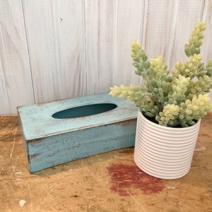 Tissue Box ~ Keenex Holder ~ Rectangular Tissue Box Holder ~ Paper Mache ~ ~ Cottage ~ Bird Egg Blue ~ bedroom ~ dorm room ~ bathroom
