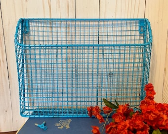 Metall Wandkorb in glänzendem Türkis ~ Ordner Organizer ~ Post Organizer ~ Briefkasten ~ Metall Aufbewahrungskorb ~ Büro Organizer ~ Küche