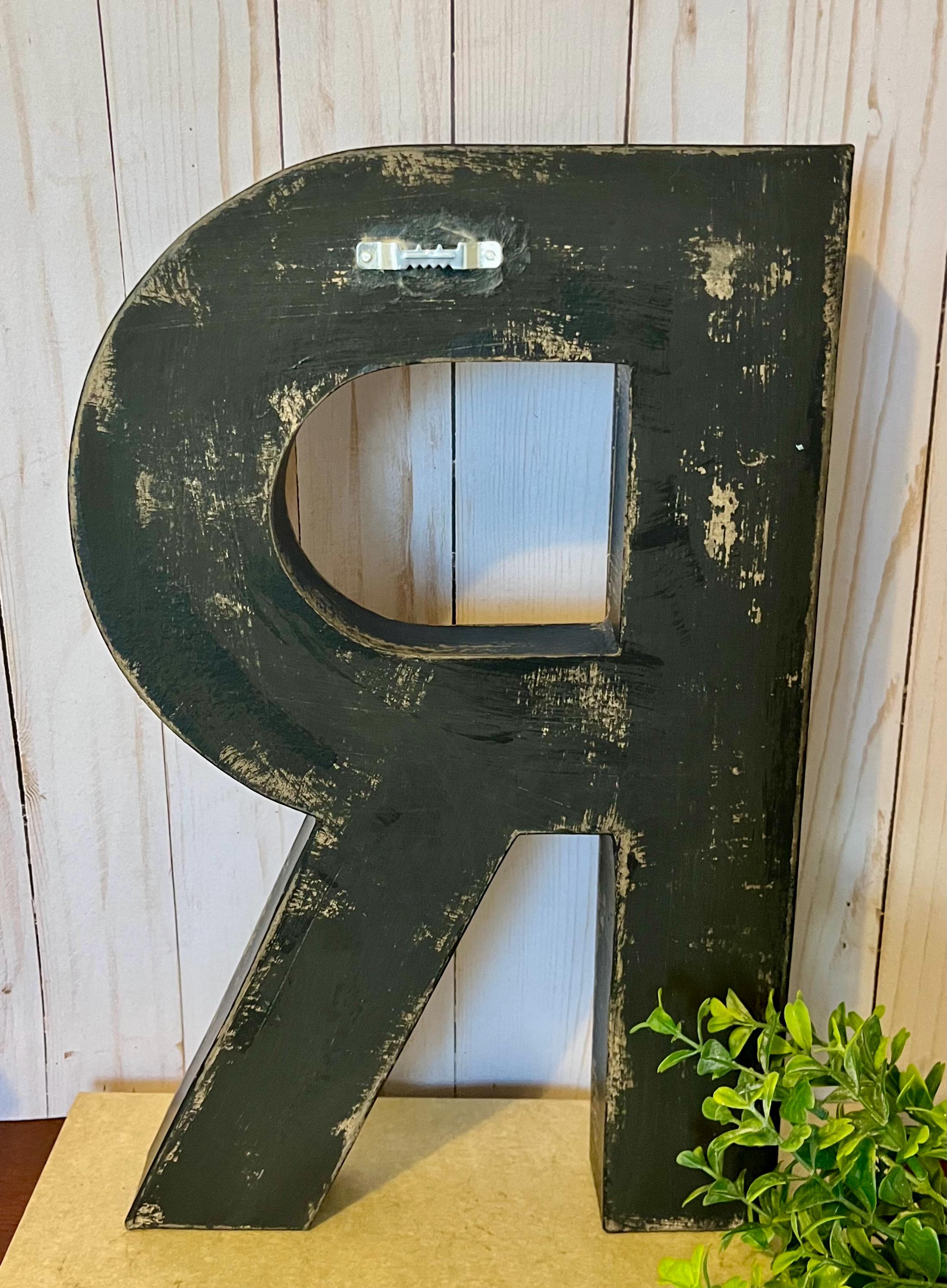 16 Inch Letter R in Soft Black ~ Distressed Letter R ~ Large Letter R ...