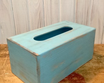 Holz Box für Kosmetiktücher in Vogelei Blau ~ Halter von Keenex ~ Rechteckige Kosmetiktücher Box ~ Beunruhigt ~ Landhaus ~ Schlafzimmer ~ Schlafraum~Badezimmer