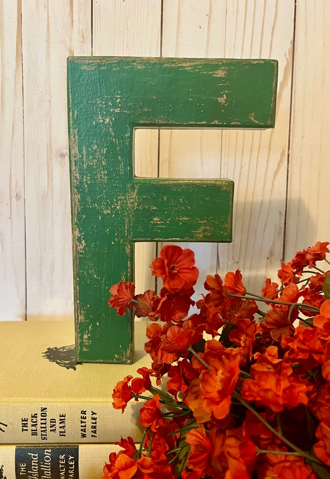 8 Inch Letter F ~ Distressed Letter in Real Green ~ Cottage Decor ...