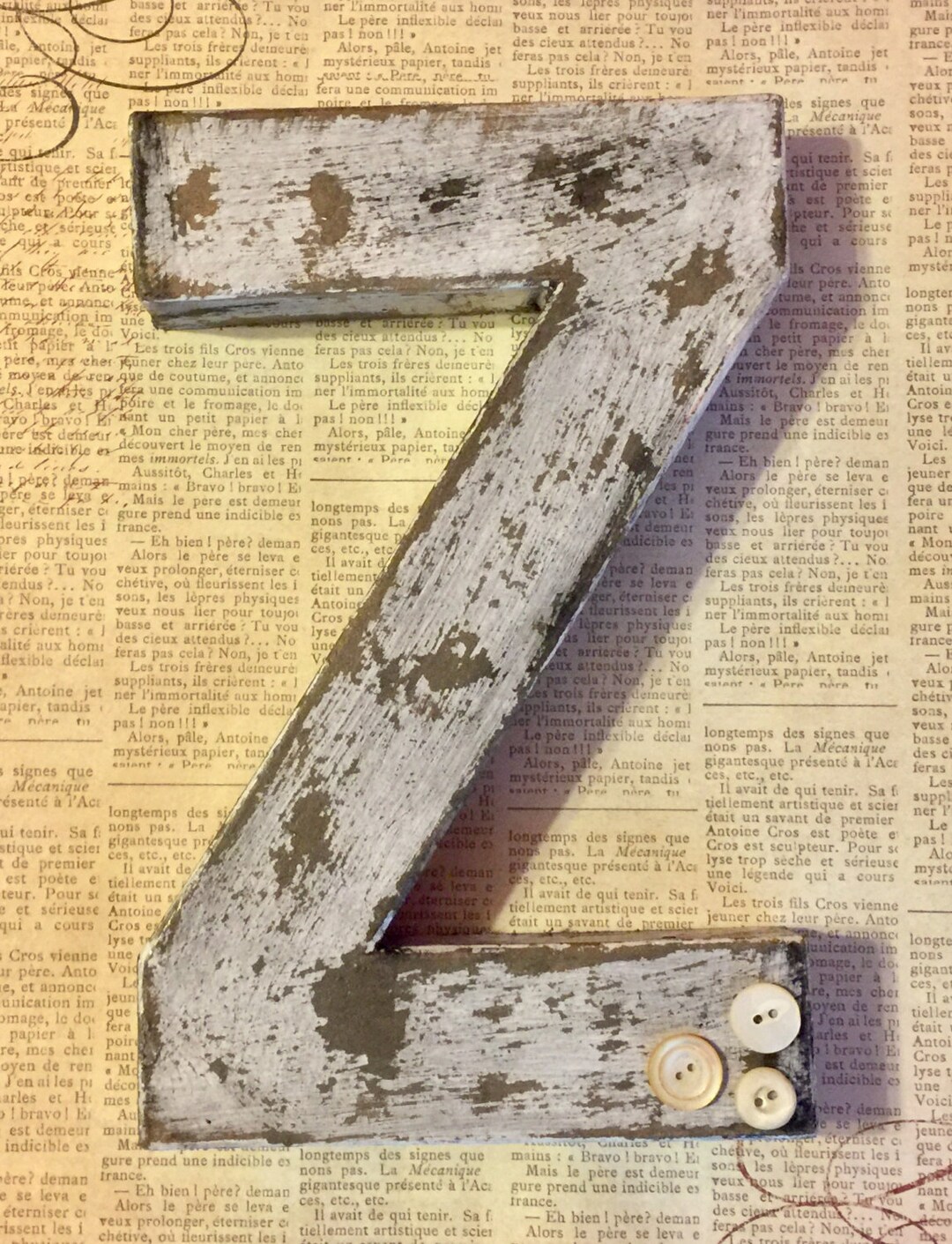 8 Inch Letter Z ~~ Soft White ~~ Cottage Chic and Distressed With Black ...