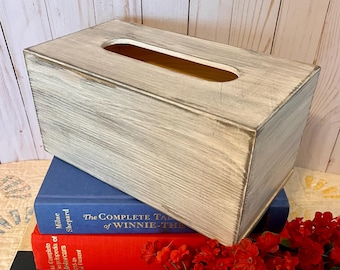 Portafazzoletti in legno bianco morbido ~ Porta fazzoletti Keenex ~ Portafazzoletti rettangolare ~ Effetto anticato ~ Cottage ~ camera da letto ~ dormitorio ~ bagno