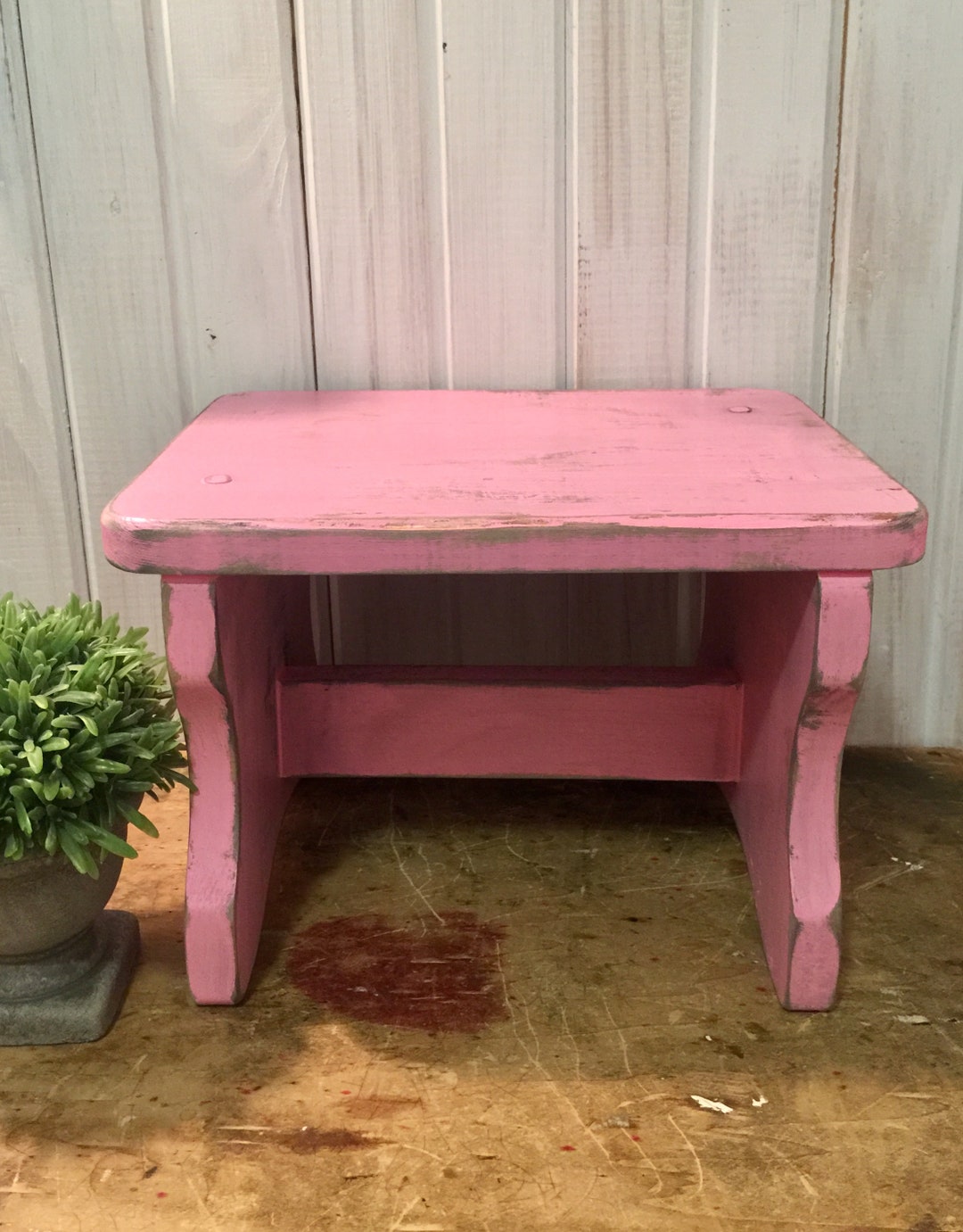 Distressed Wooden Stool in Baby Pink Choose Your Color - Etsy
