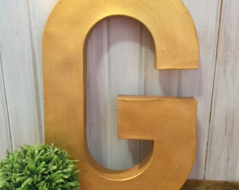 16 Inch Golden Letter ~ No Distressing~ Metallic Letters~ Letter G~ 16 Inch Letter Choose Your Letter and Shade~ Free-Standing or Wall-Mount