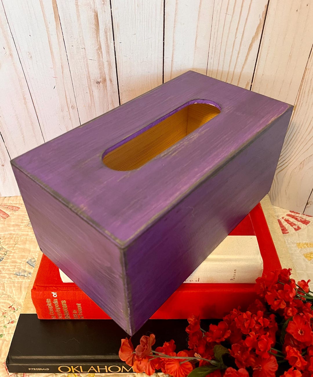 Pretty Tissue Box Wooden Tissue Box in Pretty Lavender ~ Kleenex Holder ~ Rectangular ...