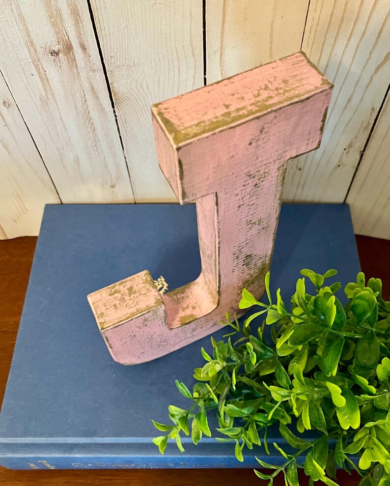 J Distressed Letter J in Baby Pink ~ Eight Inch Letter J ~ Distressed ~ Cottage ...