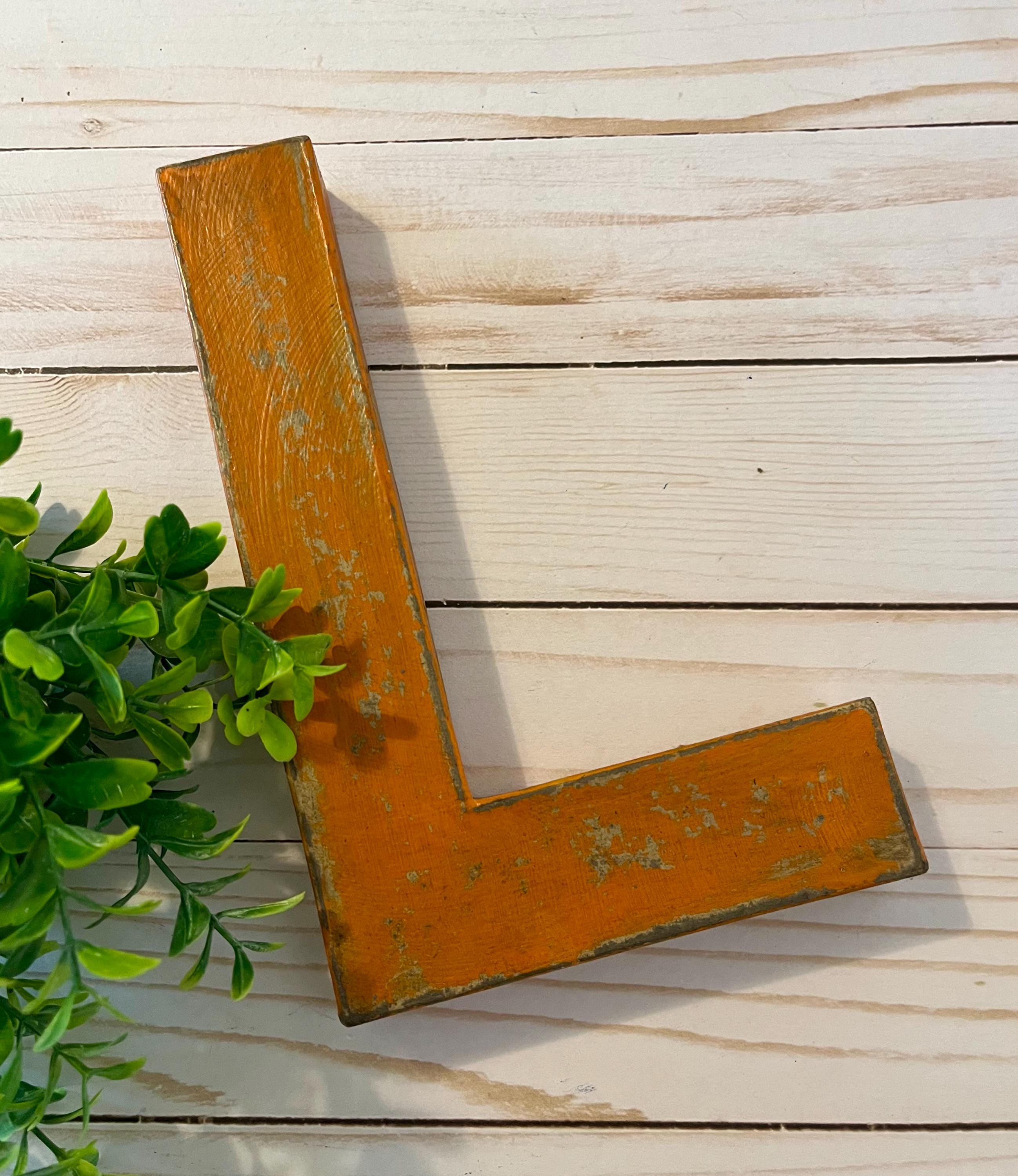 8 Inch Letter L in Burnt Orange ~ Distressed Letter ~ Paper Mache ...