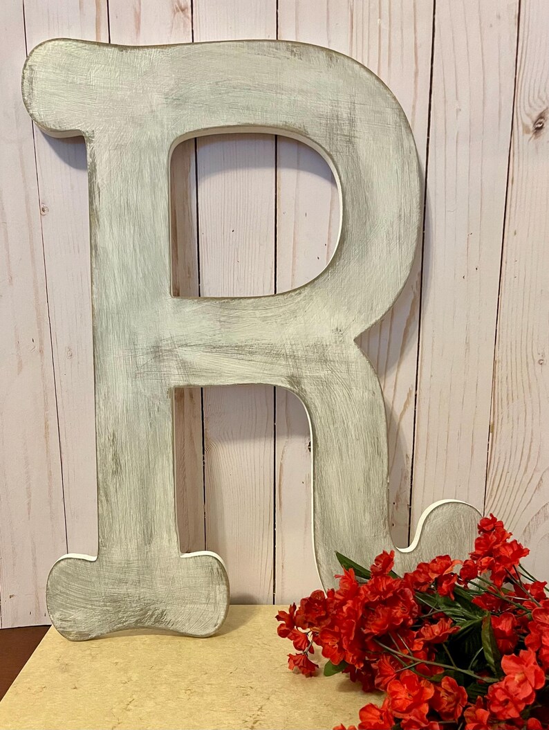 Wooden Letter R in Soft White ~ 18 Inch Letter ~ Wall Mount ~cottage ...