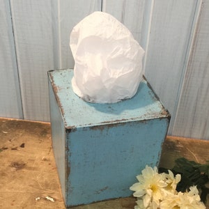 Tissue Box Holder ~ Square Tissue Box Holder ~ Paper Mache ~ ~ Cottage ~ Bird Egg Blue ~ bedroom ~ dorm room ~ bathroom