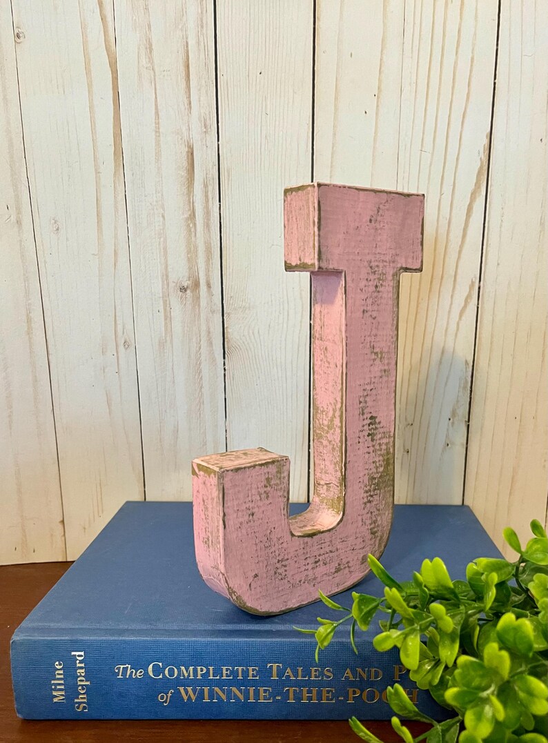J Distressed Letter J in Baby Pink ~ Eight Inch Letter J ~ Distressed ~ Cottage ...