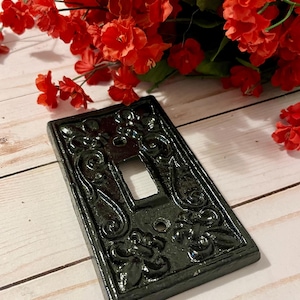 Vintage Inspired Light Switch Plate ~ Outlet Cover Plate ~ Soft Black ~ Cast Iron ~ Pick Your Color ~ Cottage Decor ~ Multiples Available