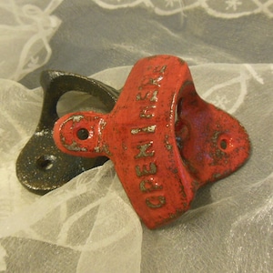 Vintage Inspired Metal Bottle Opener ~ Cast Iron Bottle Opener ~ Wall Mount Bottle Opener ~ Choose your color ~ Bar ~ Patio ~ Open Here