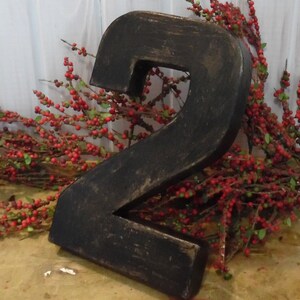 8 Inch Number Two in Soft Black ~ Distressed ~ Sturdy Paper Mache Number ~ Birthday Party ~ Anniversary ~ Letters Too