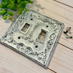 Vintage Inspired Wall Plate Covers in Soft White ~ Light Switch Cover ~ Outlet Cover ~ Metal ~ Ornate Plate Covers ~ Choose your color