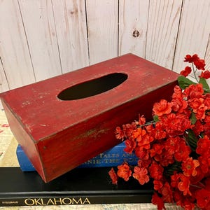 Tissue Box Cover in Fire Engine Red ~ Rectangular Tissue Box Holder ~ Paper Mache ~ Cottage ~ Choose your color ~ Bedroom ~ Bathroom