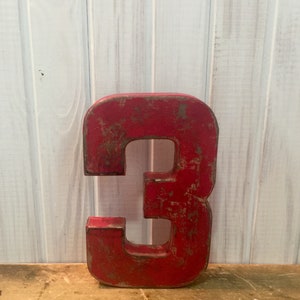 Number Three in Fire Engine Red ~ Birthday Party ~ Sturdy Paper Mache ~ Wooden Number ~ Choose your Number ~ Anniversary