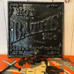 Vintage Inspired Metal Bathroom Towel Hook ~ Old Fashioned Towel Hook ~ Towel Holder ~ Metal Towel Hook in Soft Black ~ Hot Bath ~ Soap ~