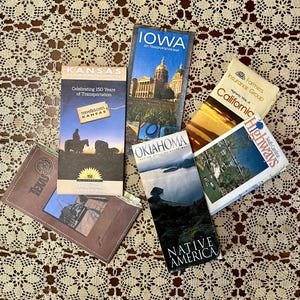 Vintage US Road Maps ~ Set of Six US Road Map ~ Scrapbooking ~ Paper Crafting ~ Ephemera ~ Rand McNally ~ Fold Out Road Maps ~ Road Trip