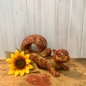 Vintage Ceramic Squirrel ~ Brown Squirrel ~ Glass Squirrel ~ Large Squirrel ~ Squirrel Collector ~ Playful Squirrel