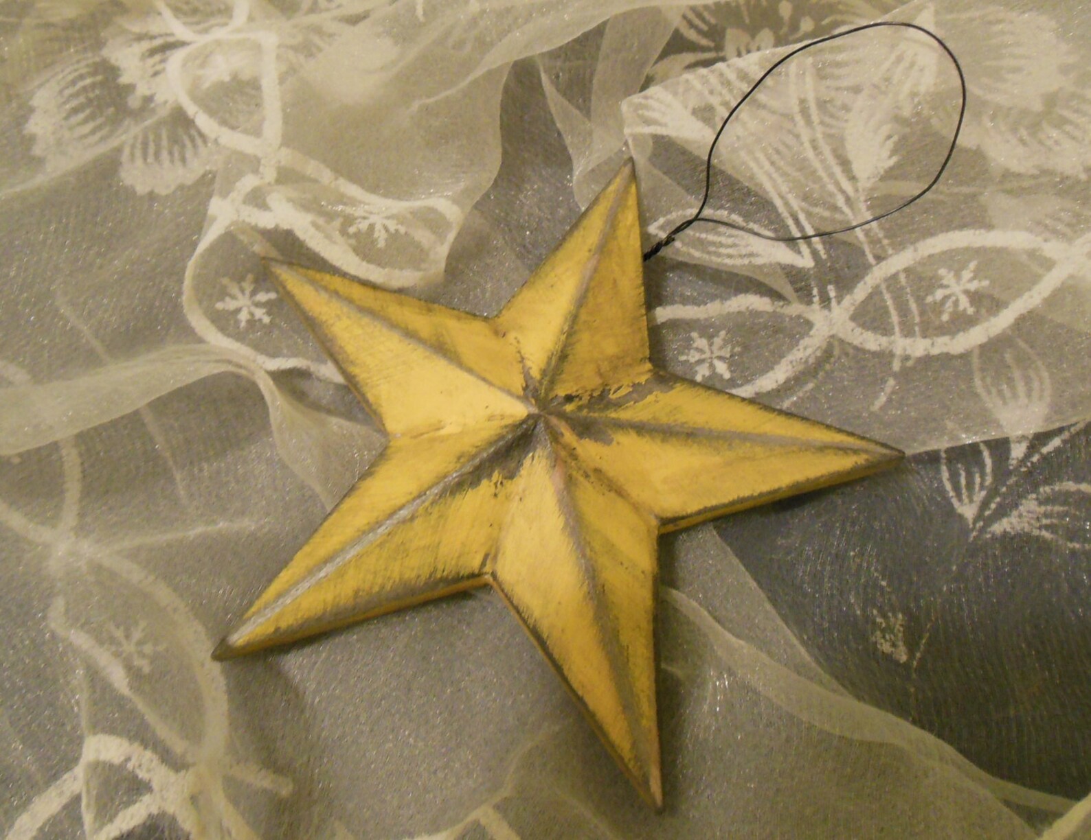 Mustard Yellow Primitive Star Ornament Distressed With Wire Etsy