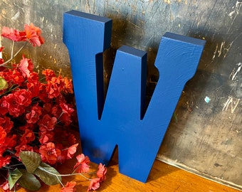 Wooden Letter ~ Letter W in Navy Blue ~ Wall Hanging Letter ~ Shelf Letter ~ 8 Inch Letter ~ Letters ~ Pick your letter and color