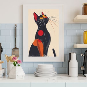 Set of 3 Minimalist Cat Line Art Prints – Modern Boho Wall Decor for ...