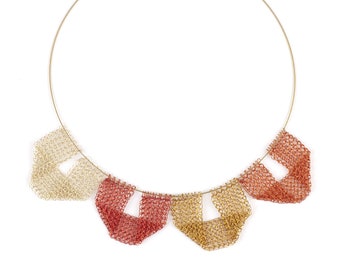 Geometric statement necklace.Autumn bib necklace