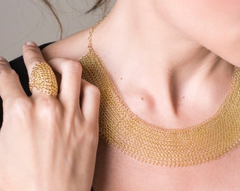 Statement necklace.Bib necklace.Gold necklace.Egyptian necklace