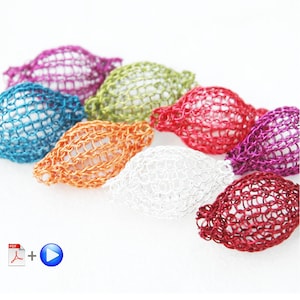 How to crochet wire beads, DIY mesh beads tutorial, PDF pattern with video lesson image 6