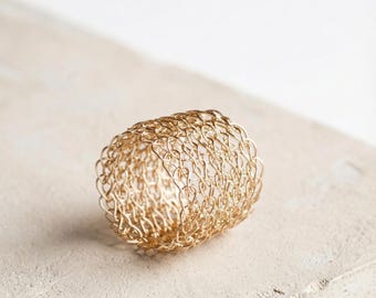 Crocheted gold filled wire band ring  custom - simple and chic