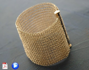 Modello in Italiano wire crochet tutorial in French ,Bracelet tutorial, YoolaCuff Pattern, PDF and Video, how to wire crochet a bracelet