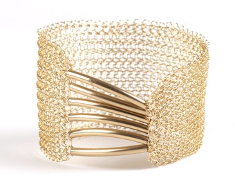 Elegant gold cuff, Wedding bracelet , Bridal jewelry