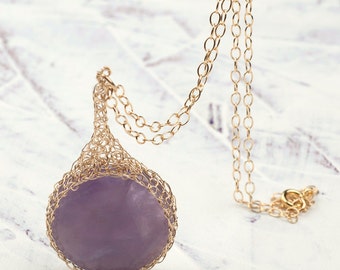Amethyst  pendant necklace , Purple stone pendant necklace