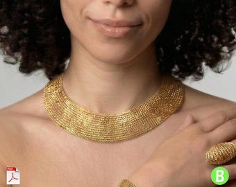 Jewelry pattern CLEOPATRA wire crochet Necklace , PDF tutorial step by step ebook  instructions , jewelry making DIY , instant download
