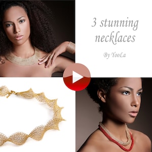 Stunning necklaces patterns combo, Wire crochet VIDEO and PDF Pattern , Jewelry making instructions, movie tutorials, instant download