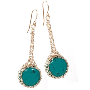 Turquoise Earrings Dangle. Gold Wire Wrapped Turquoise Howlite Dangle Earrings. Teardrop Turquoise Earrings. Turquoise Jewelry