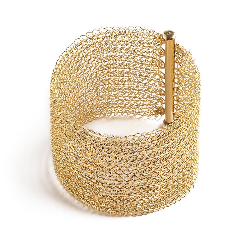 Wide Cuff Bracelet Women, Gold Mesh Bracelet, Minimalist Bracelet, FREE Shippng image 1