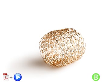 Patron en Español ! tutorial de anillo, Crochet Ring Pattern Jewelry Making VIDEO and PDF pattern Wire Crochet Ring Spanish crochet pattern