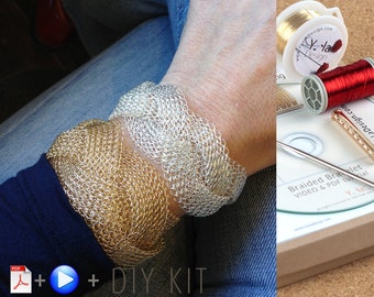 Kit Bijoux bracelet tressé. Tutoriel Vidéo et PDF, Fournitures incluses. Crochet ISK, Bracelet