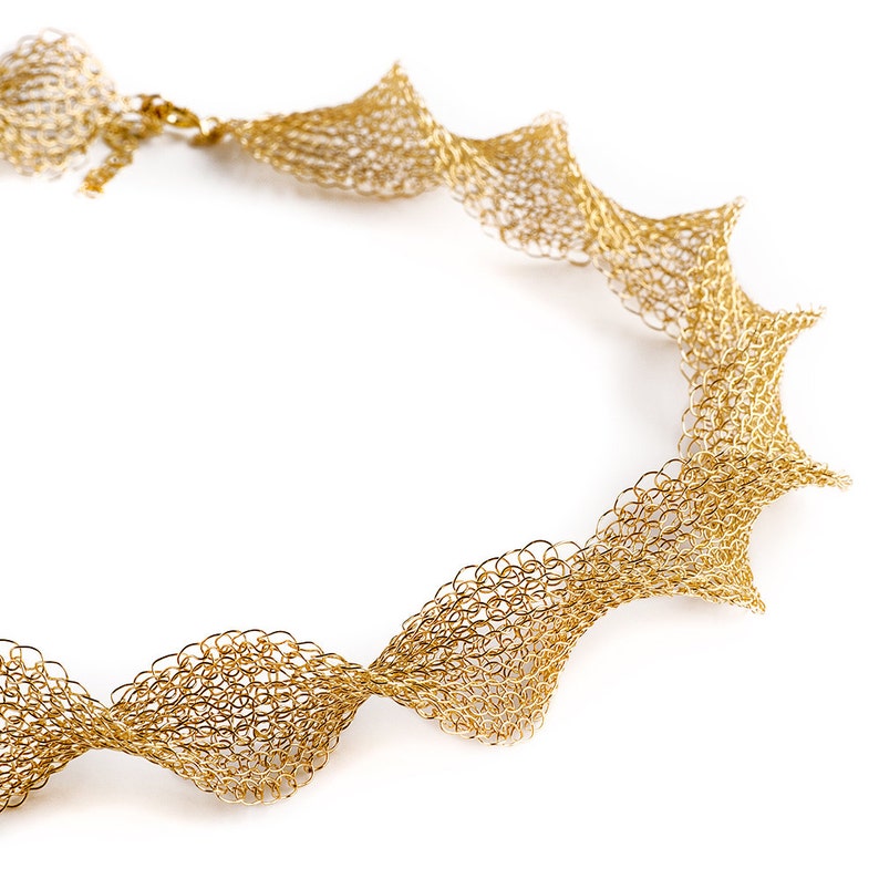 Statement necklace Bib necklace Gold necklace Wire crochet necklace image 4