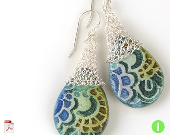 Crochet earrings pattern.Crochet jewelry pattern.Crochet jewelry tutorial.Drop earrings tutorial.mesh jewelry making.Patterns Crochet